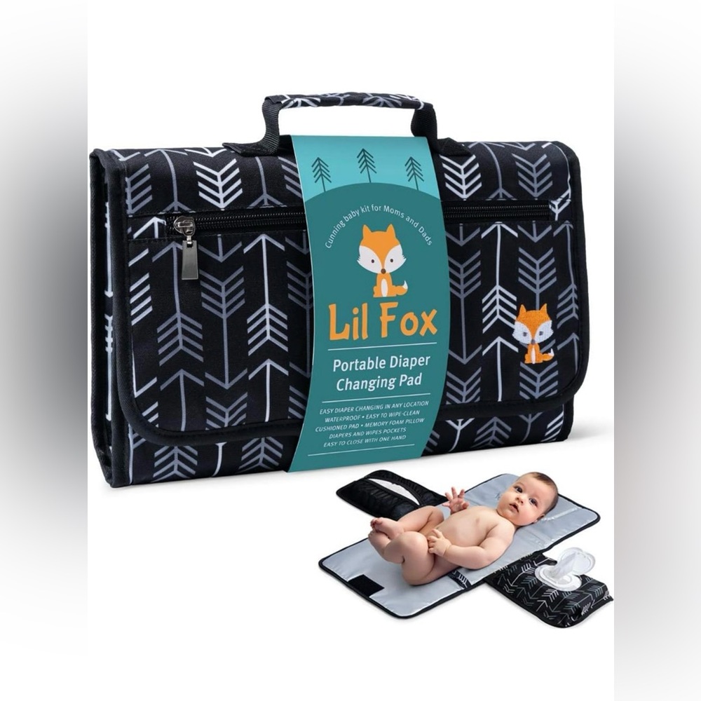 Lil Fox Portable Baby Changing Pad with Wipe Dispenser